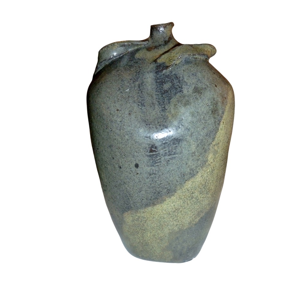 MCM Studio Pottery Vase Signed Primrose 1966 Brutalist Stoneware‎ Art Vase 6"